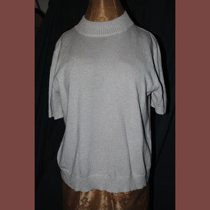 BONWORTH White Metallic Ribbed Knit Top Sz XSP